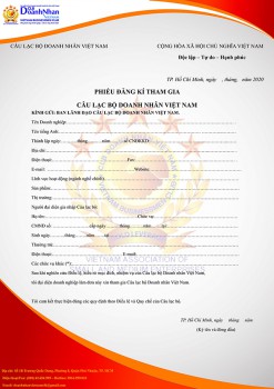 Mẫu Form đăng ký tham gia CLB Doanh nhân Việt Nam